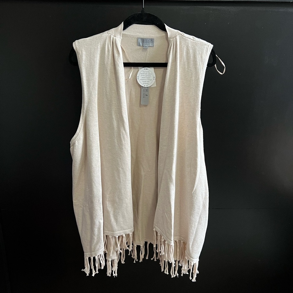 Joseph A Cream Sleeveless Cardigan with Fringe